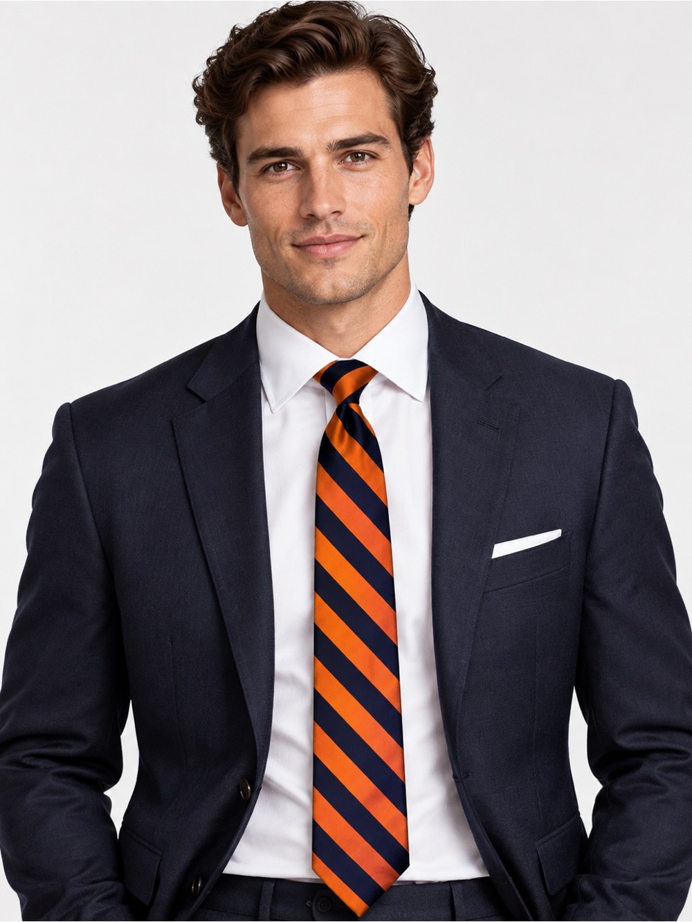 Rivetz of Boston Princeton University Store Tie Orange Navy Stripe 58” x 3.5”